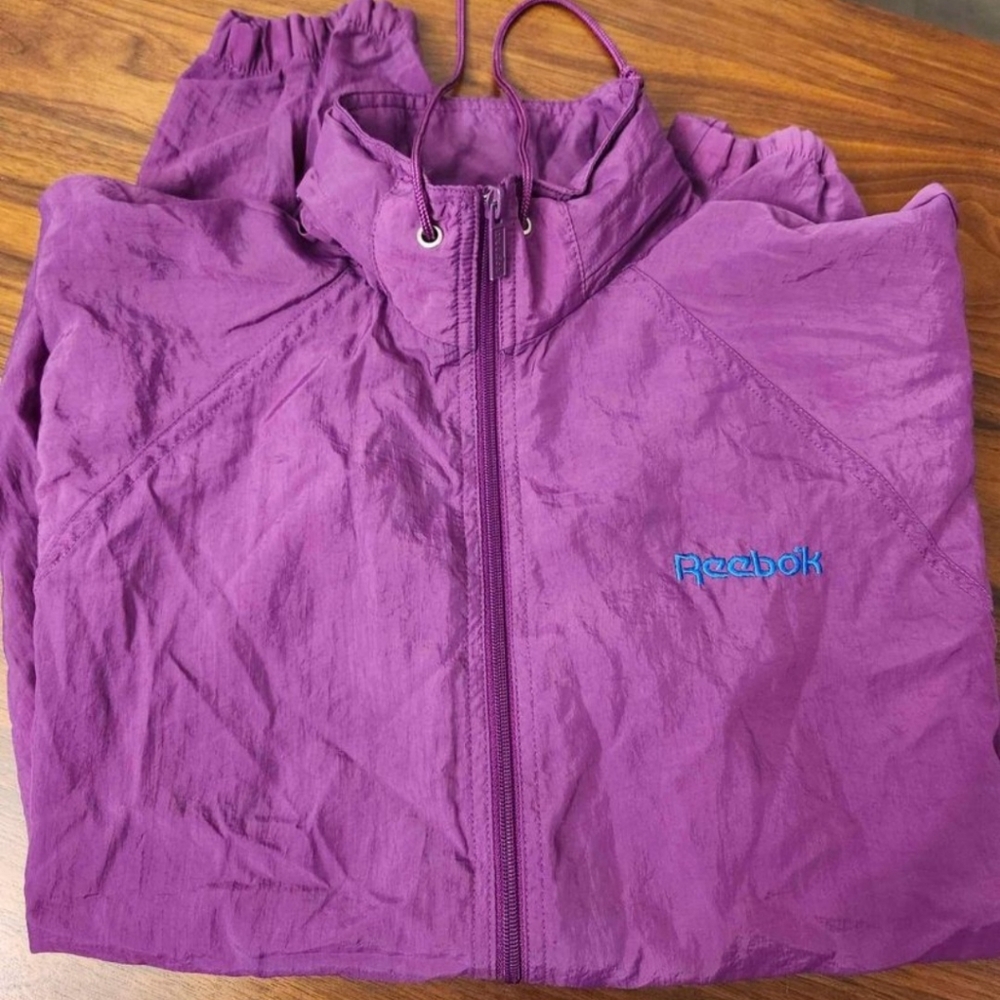 Vintage Reebok Jacket, Reebok Windbreaker, Reebok Sport, Magenta Color